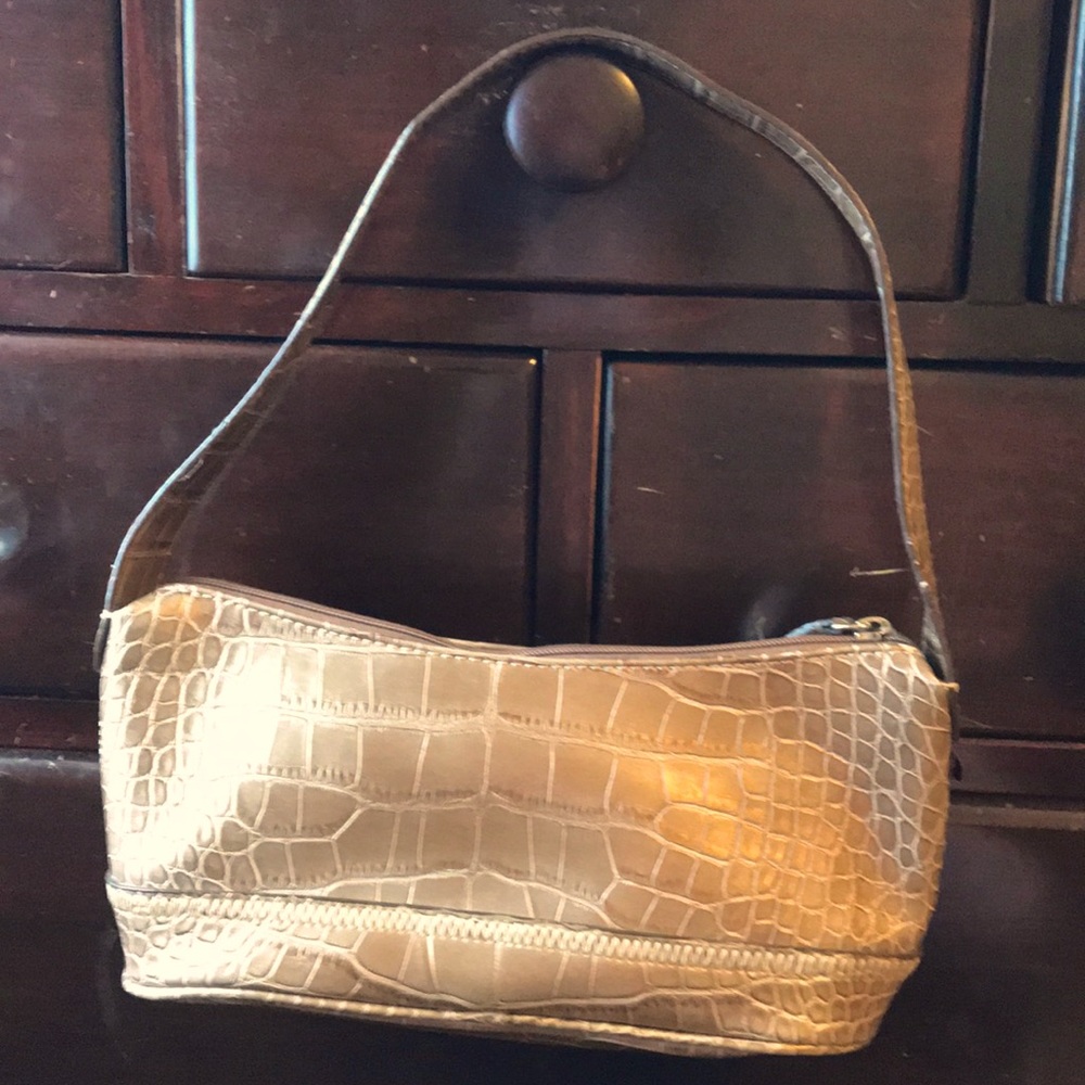 Tommy Hilfiger sm gold faux reptile shoulder bag S